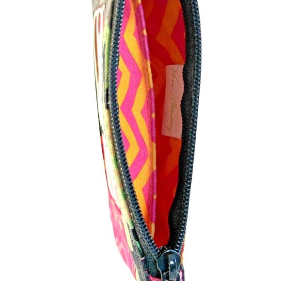 Vera Bradley Ziggy Zinnia Soft Zip ID Case Coin Change Purse Key Ring Wallet - Picture 4 of 7